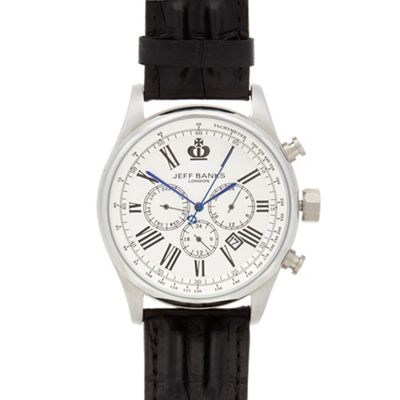 Men's designer black croc strap chronograph watch